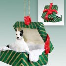 GGBD65A Pit Bull Terrier, White Green Gift Box Ornament