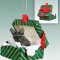 GGBD73 French Bulldog Green Gift Box Ornament