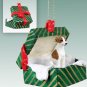 GGBD92B Whippet, Brindle & White Green Gift Box Ornament