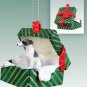 GGBD92C Whippet, Gray & White Green Gift Box Ornament