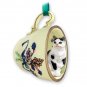 GTCC02 Shorthair Black & White Tabby Green Holiday Tea Cup Ornament