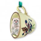GTCC08 Persian White Green Holiday Tea Cup Ornament