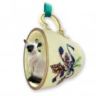 GTCC18 Siamese Green Holiday Tea Cup Ornament