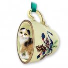 GTCC21 Scottish Fold Tortoise & White Green Holiday Tea Cup Ornament