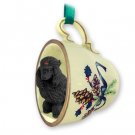 GTCD01D Poodle, Black Green Holiday Tea Cup Ornament