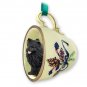 GTCD03B Pomeranian, Black  Green Holiday Tea Cup Ornament