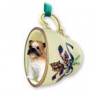 GTCD05A Bulldog Green Holiday Tea Cup Ornament