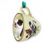 GTCD05B Bulldog, Brindle Green Holiday Tea Cup Ornament