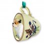 GTCD05C Bulldog, White Green Holiday Tea Cup Ornament