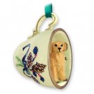 GTCD09 Golden Retriever  Green Holiday Tea Cup Ornament