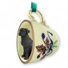 GTCD100A Great Dane, Black, Uncropped Green Holiday Tea Cup Ornament