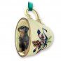 GTCD101A Doberman, Black, Uncropped Green Holiday Tea Cup Ornament