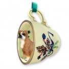 GTCD102A Boxer, Uncropped Green Holiday Tea Cup Ornament