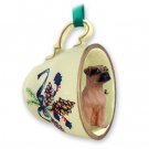 GTCD102B Boxer, Tawny, Uncropped Green Holiday Tea Cup Ornament