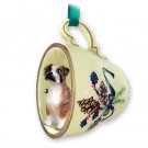 GTCD102C Boxer, Brindle, Uncropped Green Holiday Tea Cup Ornament