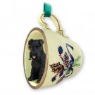 GTCD103A Schnauzer, Black, Uncropped  Green Holiday Tea Cup Ornament