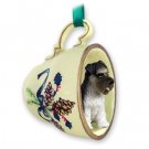 GTCD103B Schnauzer, Gray, Uncropped  Green Holiday Tea Cup Ornament