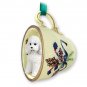 GTCD104A Poodle, White, Sport cut Green Holiday Tea Cup Ornament