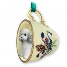 GTCD104B Poodle, Gray, Sport cut Green Holiday Tea Cup Ornament