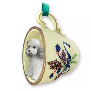 GTCD104B Poodle, Gray, Sport cut Green Holiday Tea Cup Ornament
