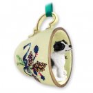 GTCD105B Jack Russell Terrier, Black & White, Smooth Coat Green Holiday Tea Cup Ornament