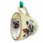 GTCD10A Lhasa Apso, Gray Green Holiday Tea Cup Ornament