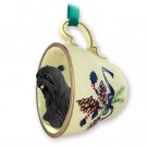 GTCD10D Lhasa Apso, Black Green Holiday Tea Cup Ornament