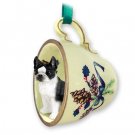 GTCD12 Boston Terrier Green Holiday Tea Cup Ornament