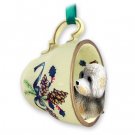 GTCD120 Dandie Dinmont Green Holiday Tea Cup Ornament