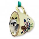 GTCD129A Lhasa Apso, Gray, Sport cut Green Holiday Tea Cup Ornament