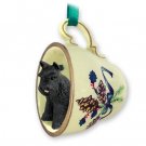GTCD13A Schnauzer, Black  Green Holiday Tea Cup Ornament