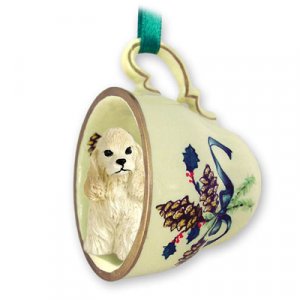 GTCD15C Cocker Spaniel, Blonde Green Holiday Tea Cup Ornament