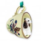 GTCD15D Cocker Spaniel, Brown & White Green Holiday Tea Cup Ornament