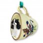 GTCD15E Cocker Spaniel, Black & White Green Holiday Tea Cup Ornament