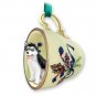 GTCD17A Husky, Black & White, Blue Eyes Green Holiday Tea Cup Ornament