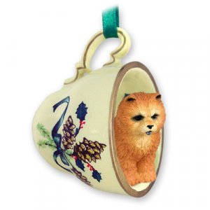 GTCD21B Chow, Red Green Holiday Tea Cup Ornament