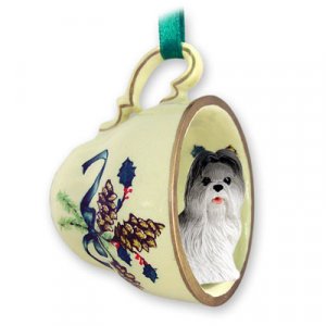 GTCD26A Shih Tzu, Gray Green Holiday Tea Cup Ornament