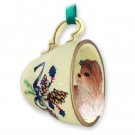 GTCD26B Shih Tzu, Tan Green Holiday Tea Cup Ornament