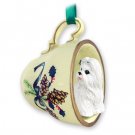 GTCD26E Shih Tzu, White Green Holiday Tea Cup Ornament