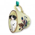 GTCD27A Brittany, Liver & White Green Holiday Tea Cup Ornament