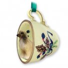 GTCD28B Afghan, Tan & White Green Holiday Tea Cup Ornament