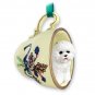 GTCD29 Bichon Frise Green Holiday Tea Cup Ornament