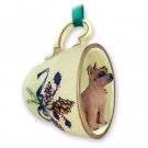 GTCD33B Boxer, Tawny Green Holiday Tea Cup Ornament