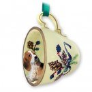 GTCD37 Basset Hound Green Holiday Tea Cup Ornament
