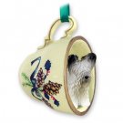 GTCD45 Skye Terrier  Green Holiday Tea Cup Ornament