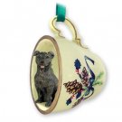 GTCD48 Staffordshire Bull Terrier, Brindle  Green Holiday Tea Cup Ornament