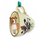 GTCD51A Welsh Corgi, Pembroke  Green Holiday Tea Cup Ornament