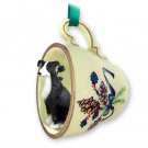 GTCD54A Greyhound, Black & White Green Holiday Tea Cup Ornament