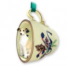GTCD54D Greyhound, Tan & White Green Holiday Tea Cup Ornament