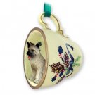 GTCD55A Akita Gray Green Holiday Tea Cup Ornament